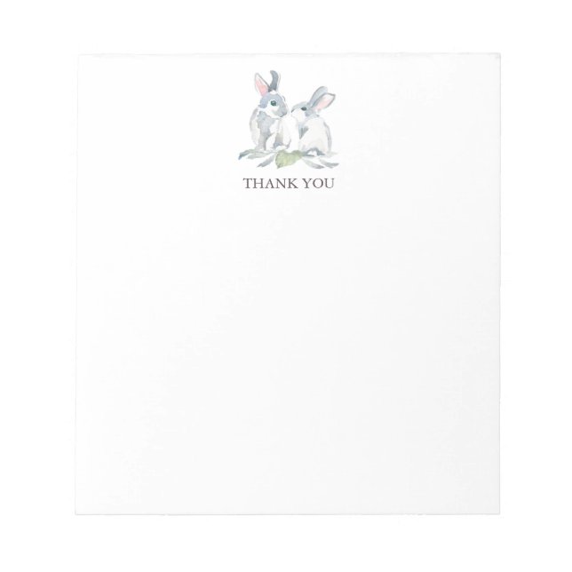 Spring Bunny Personalized Stationery Thank You Notepad (Front)