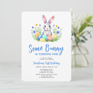 Spring Bunny Rabbit Easter First Birthday Invitation