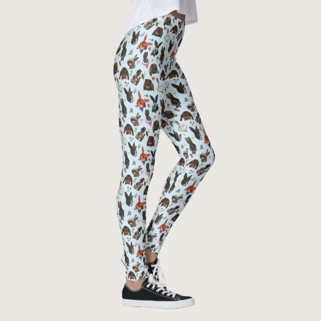 Spring Bunny Rabbits Forest Floral Leggings (Right)