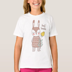 Spring Bunny with a Yellow Flower, Adorable T-Shirt