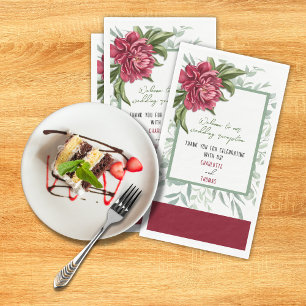 Spring Burgundy Peony Wedding Paper Guest Towel Napkin