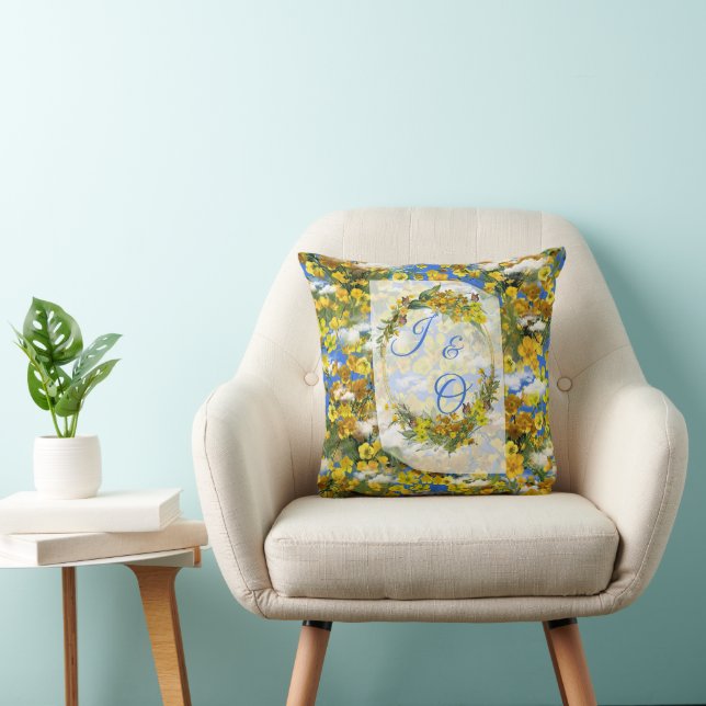 Spring Butercup flowers in the clouds Throw Pillow (Chair)