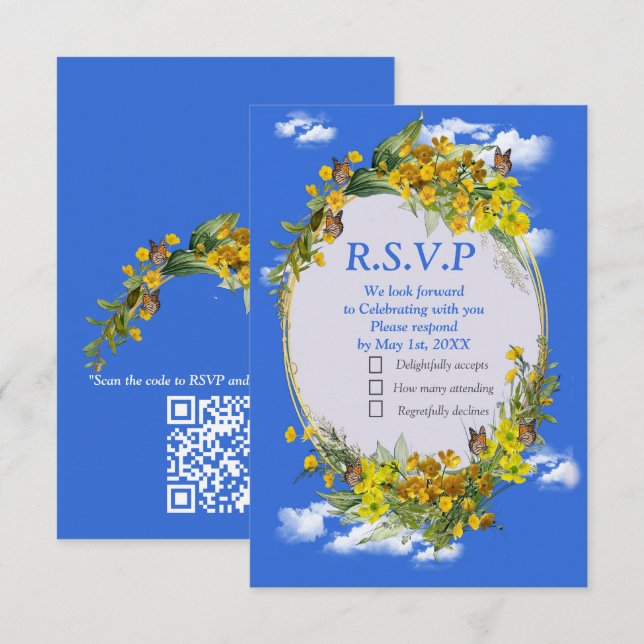 Spring Buttercup Flowers RSVP Card (Front/Back)