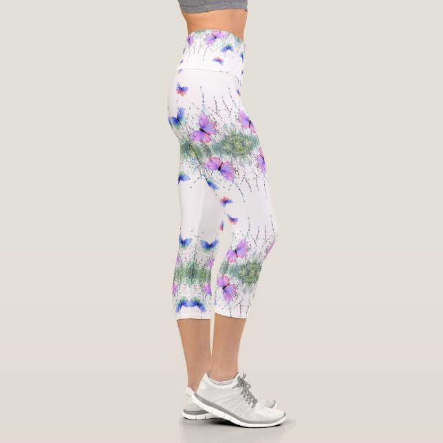 Spring Butterflies Capri Leggings (Right)