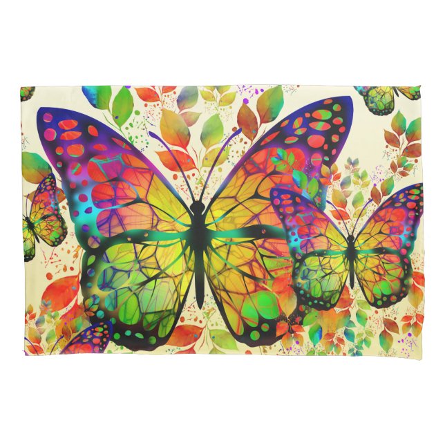SPRING BUTTERFLIES COLORFUL NATURE PILLOWCASE (Front)