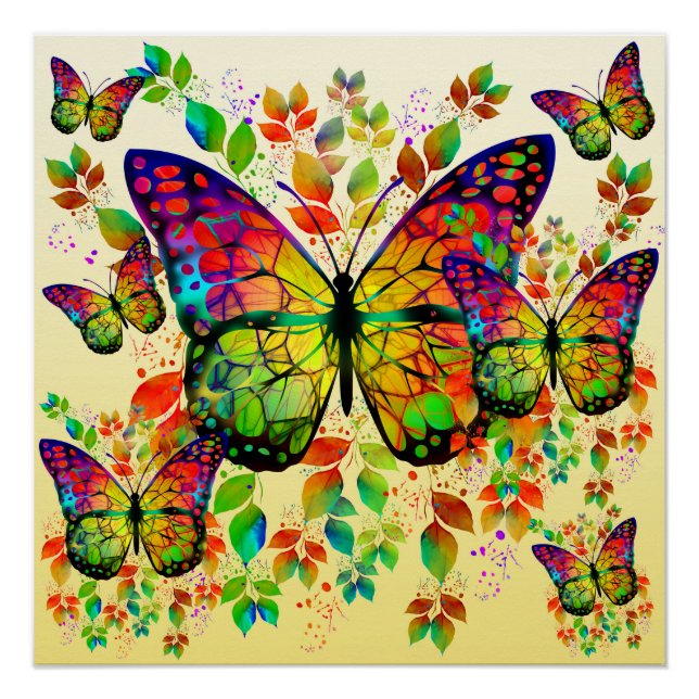 SPRING BUTTERFLIES COLORFUL NATURE POSTER (Front)
