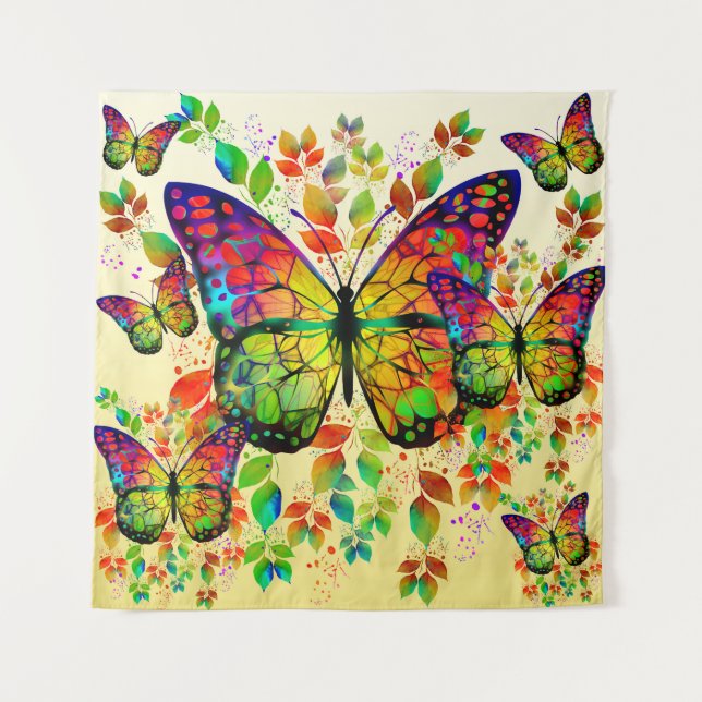 SPRING BUTTERFLIES COLORFUL NATURE TAPESTRY (Front)
