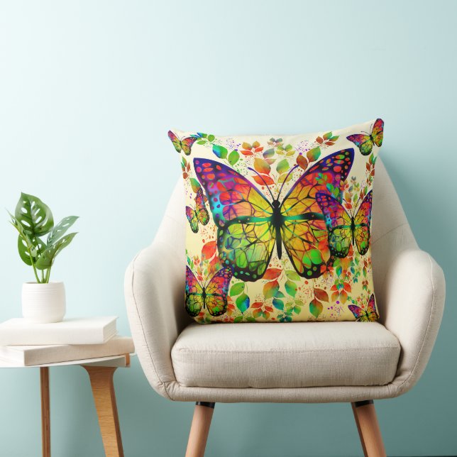 SPRING BUTTERFLIES COLORFUL NATURE THROW PILLOW (Chair)