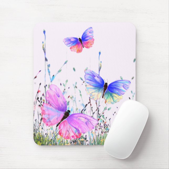 Spring Butterflies Flying in Nature Mouse Pad (With Mouse)