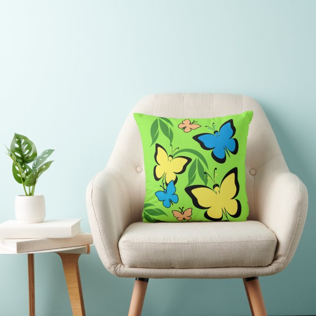 Spring Butterflies Throw Pillow (Chair)