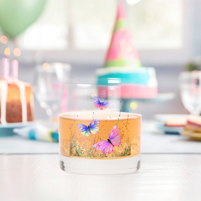 Spring Butterflies Whiskey Glass (Insitu (Birthday))