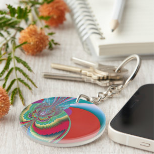 Spring Butterfly Abstract Colour Burst Art Keychain