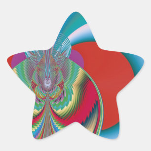 Spring Butterfly Abstract Colour Burst Art Star Sticker