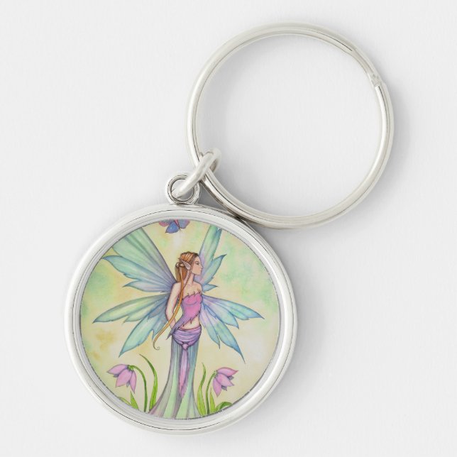Spring Butterfly Fairy Fantasy Art Keychain (Front)