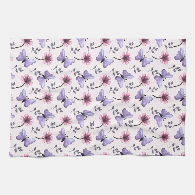 Spring Butterfly Floral Gift   Kitchen Towel (Horizontal)