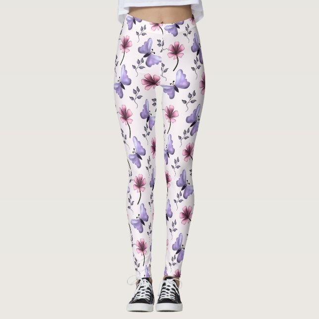 Spring Butterfly Floral Gift   Leggings (Front)