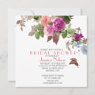 Spring Butterfly Garden Flowers Bridal Shower Invitation