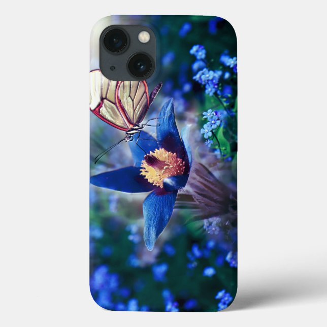 Spring Butterfly on Blue Flower Case-Mate iPhone Case (Back)
