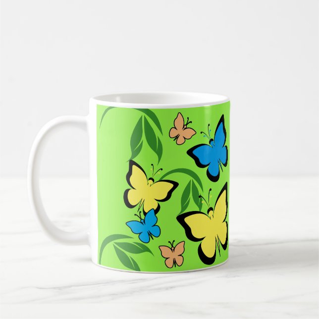 Spring Butterfly Pattern Coffee Mug (Left)