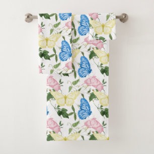 Spring butterfly pattern meadow nature  bath towel set