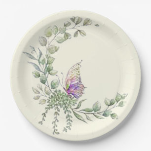 Spring Butterfly Round Paper Plate