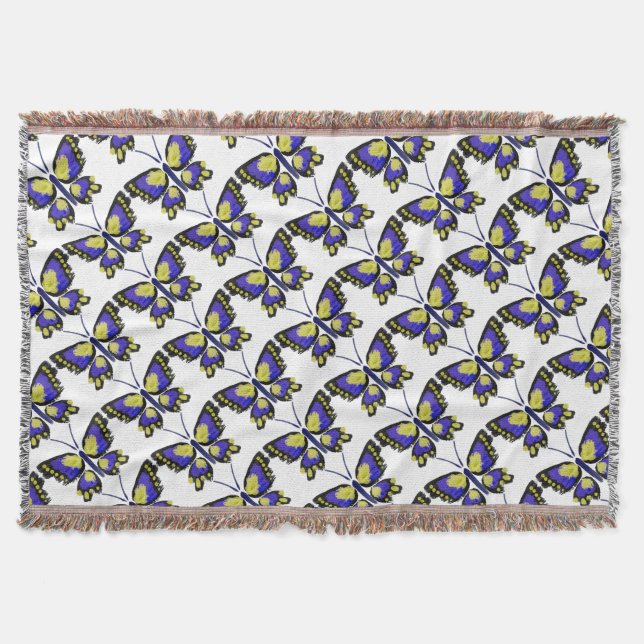 Spring Butterfly Throw Blanket (Front)