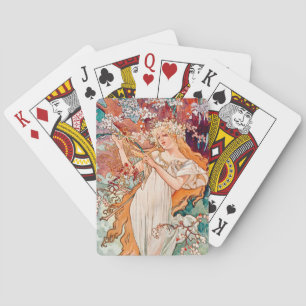 Spring by Alfons Mucha Playing Cards