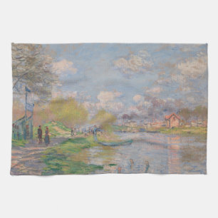 Spring by the Seine by Monet Impressionist Kitchen Towel