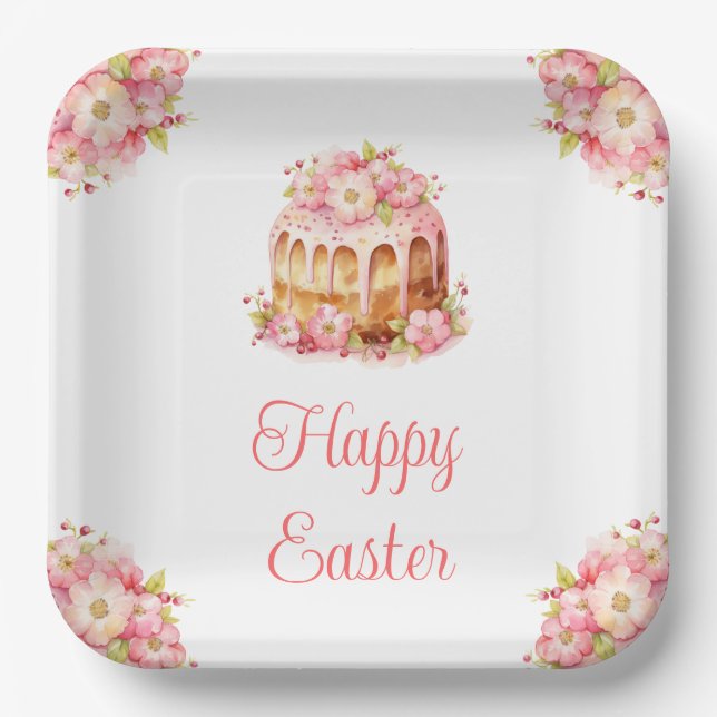 Spring Cake Easter Brunch Paper Plate (Front)
