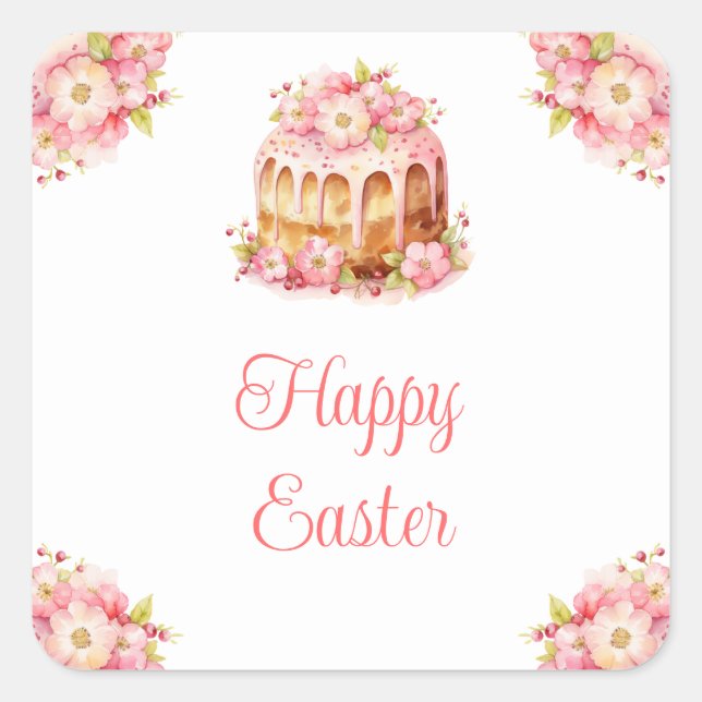 Spring Cake Easter Brunch Square Sticker (Front)