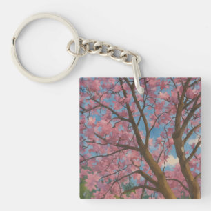 Spring Canopy – Blossom Tree & Blue Sky Painting Keychain