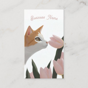 Spring Cat and Floral Art Business Card