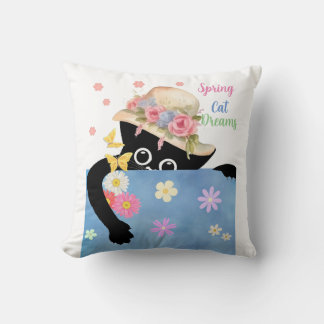 Spring Cat Dreams  Throw Pillow