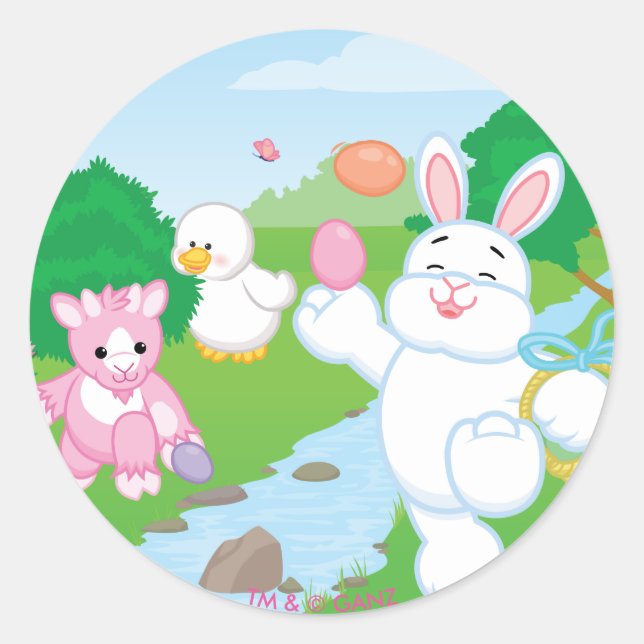 Spring Celebration Egg Hunt Classic Round Sticker (Front)