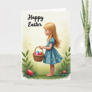 Spring Celebration Girl Egg Hunt Card