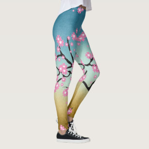 Long legging in Cherry Blossom on Grey by Organic Attire