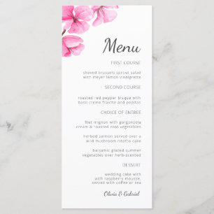 Spring Cherry Blossom. Garden Wedding Menu