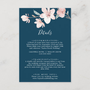 Spring Cherry Blossom Navy Details Enclosure Card
