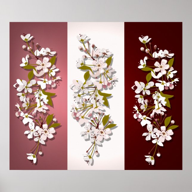 Spring Cherry Blossom Panels Print (Front)