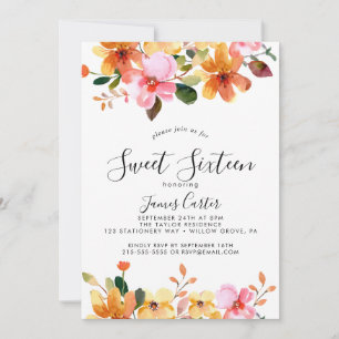 Spring Cherry Blossom Sweet Sixteen Birthday  Invitation