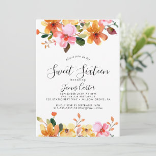 Spring Cherry Blossom Sweet Sixteen Birthday  Invitation
