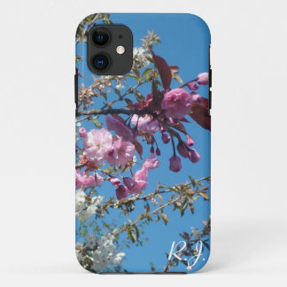 spring cherry blossom tree in blue sky iPhone 11 case
