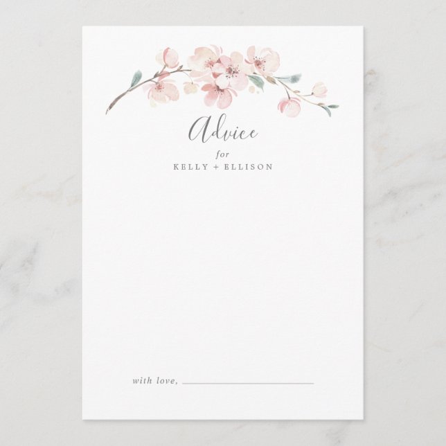 Spring Cherry Blossom Wedding Advice Card (Front)