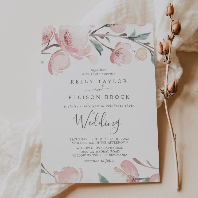 Spring Cherry Blossom Wedding Invitation (Spring Cherry Blossom Wedding Invitation)