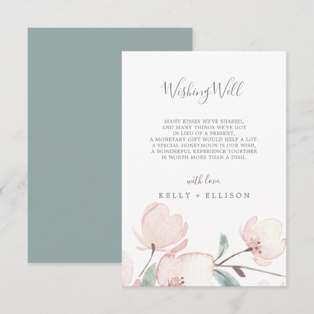 Spring Cherry Blossom Wedding Wishing Well Card (Front/Back)