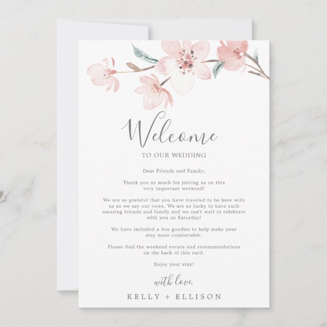 Spring Cherry Blossom Welcome Letter & Itinerary (Front)