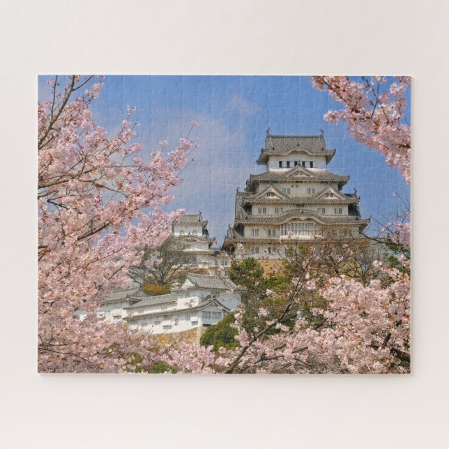 Spring Cherry Blossoms at Himeji Castle in Japan Jigsaw Puzzle (Horizontal)
