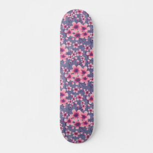 Spring Cherry Blossoms deep lilac Skateboard