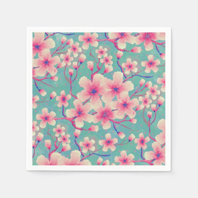 Spring Cherry Blossoms green  Case-Mate iPhone Cas Napkin (Front)