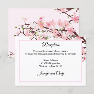 Spring Cherry Blossoms Pink Wedding Reception Enclosure Card